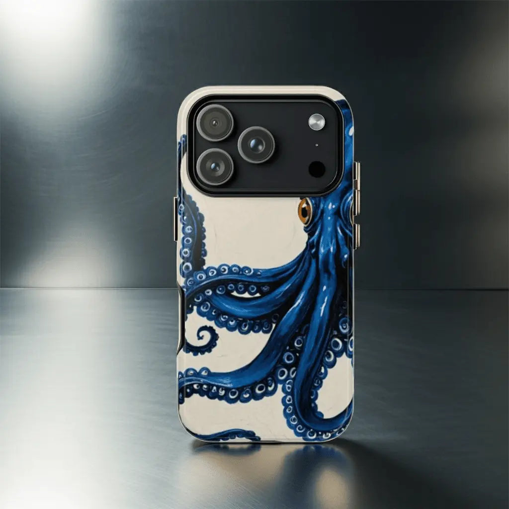 Classic Blue Octopus Portrait - Throwbackcases