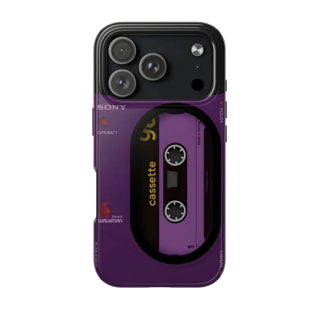 Purple Sony Walkman Cassette Phone Case - Retro 80s Design - Throwbackcases